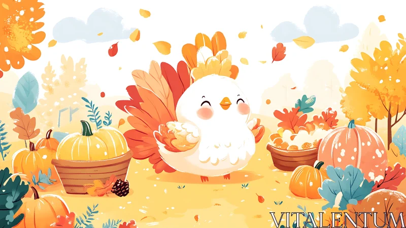 Cheerful Harvest Guardian Surrounded by Autumn's Golden Bounty