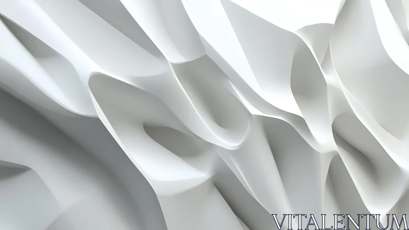 Abstract white sculpted folds in modern minimalist 3D style.