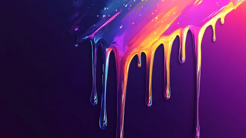 Glowing rainbow paint drips creating a dreamy color cascade.