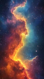 Spectral ionization front across multicolor emission nebula field.