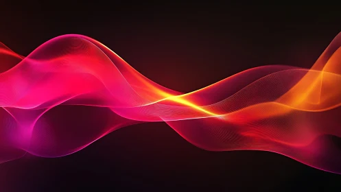 Neon ember waves gliding across a black velvet horizon.