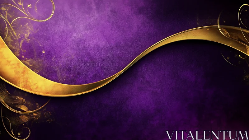 Curved gold wave on textured royal purple digital backdrop.