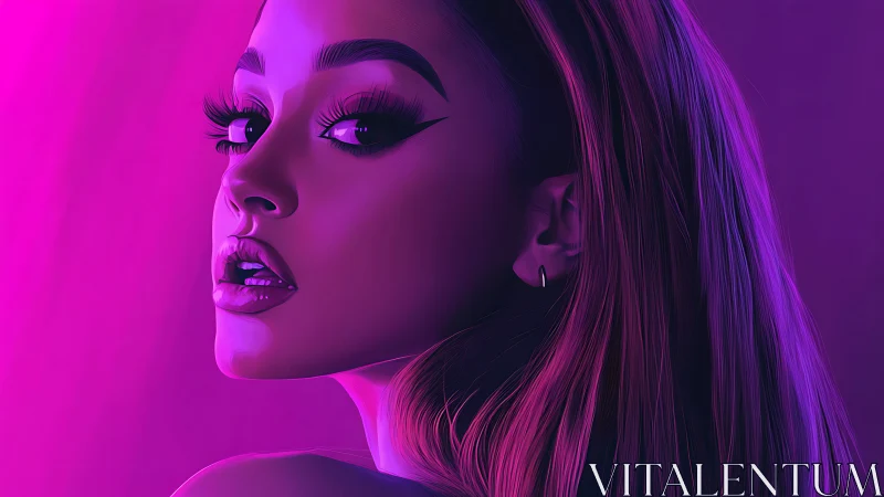Neon-lit digital portrait renders stylized female profile gaze
