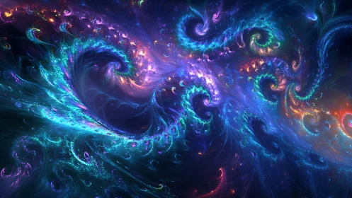 Cosmic neon vortexes swirling through stellar currents.