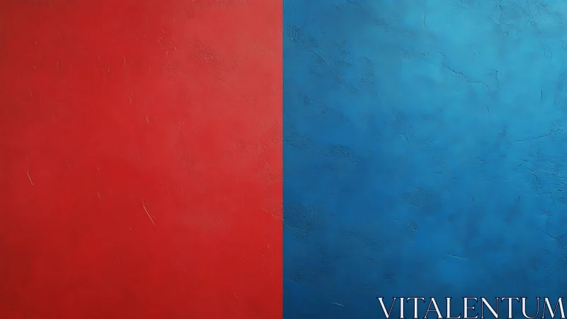 Bold red and blue split wall with cozy textured softness.