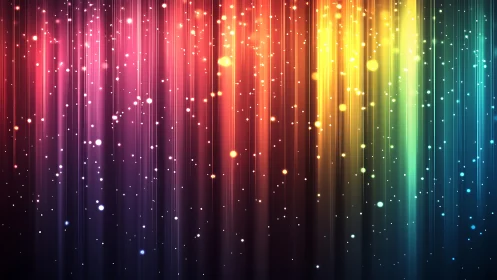 Spectrum light trails cascade across luminous gradient field.