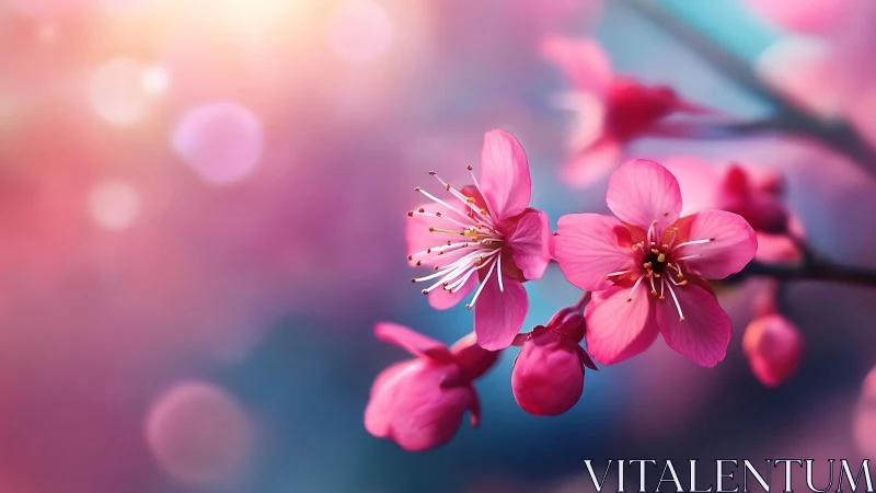 Delicate Pink Blossoms Dancing in Soft, Dreamy Light