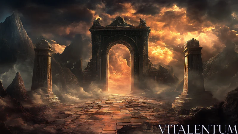 Fiery sky gateway opens onto a mysterious fantasy realm