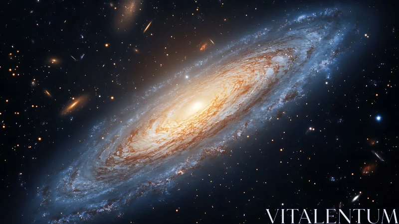 Edge-on spiral galaxy with central bulge in star field.