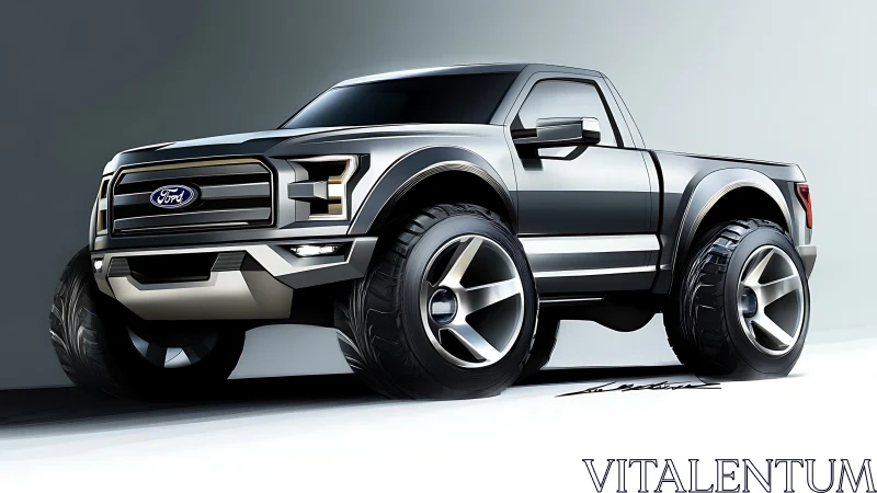 Bold concept pickup truck sketch with playful giant wheels.