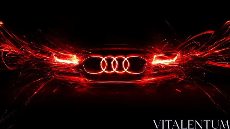 Blazing red sports grill ignites in electric night motion.