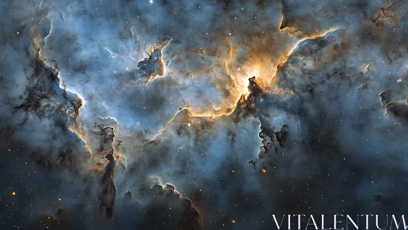 Deep-space emission nebula exhibits dense ionized gas clouds