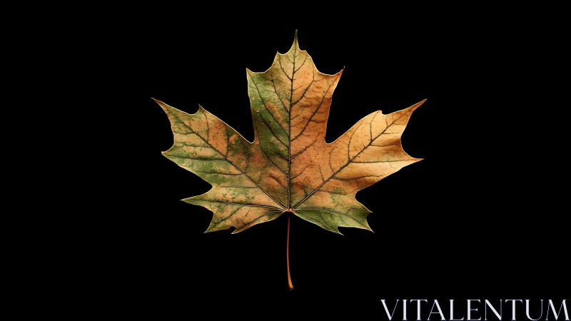 Single autumn leaf quietly maps its fading summer stories