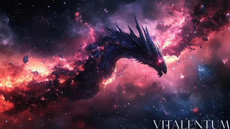 Nebular cosmic dragon composed of stellar plasma and dark scales