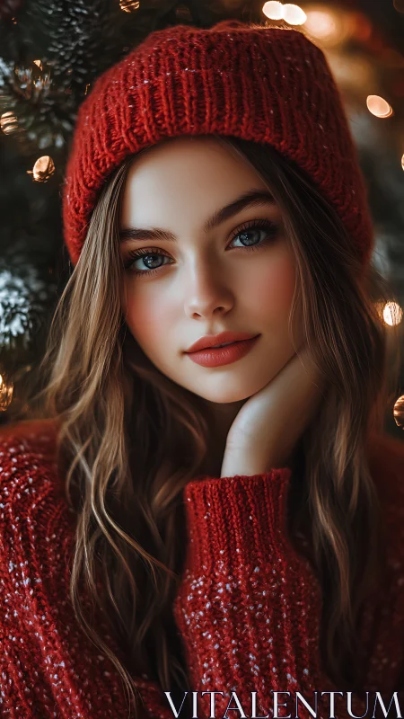 Winter lights linger softly in the gaze of a quiet muse