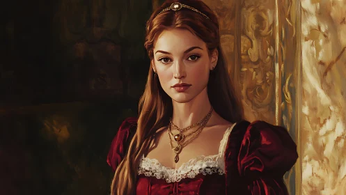 Renaissance-inspired portrait with textured brushwork and warm chiaroscuro