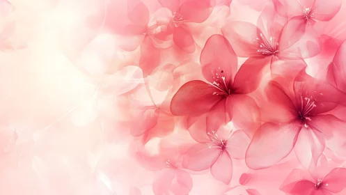 Translucent Pink Flowers Composition with Gradient Overlay