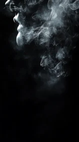 Soft curls of rising smoke trace a quiet human profile