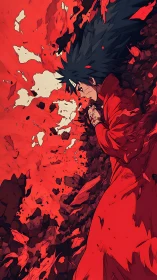 Crimson shockwave cradles the fallen warrior in mid-impact