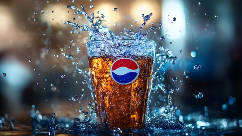 Cola Cascade: Crystalline Splash Frozen in Time.