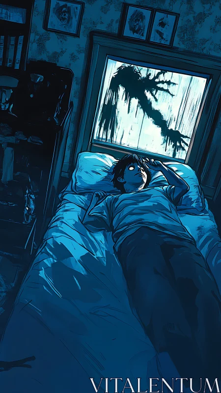 Boy lies awake as a monstrous shadow looms at his window