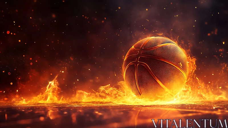 Fiery basketball ignites court surface in dramatic blaze