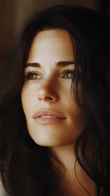 Close cropped portrait of young woman in soft side light.