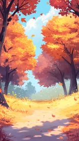 Autumnal Forest Canopy with Layered Foliage Depth and Atmospheric Perspective