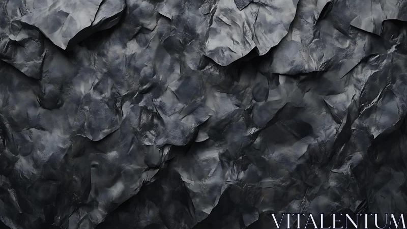 Dark Abstract Crumpled Stone Surface Texture in Modern Style.