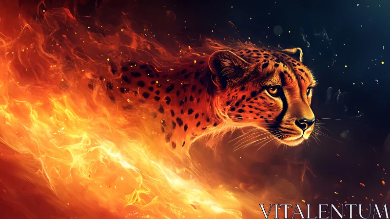Fierce Cheetah Ablaze with Fiery Energy and Spirit.