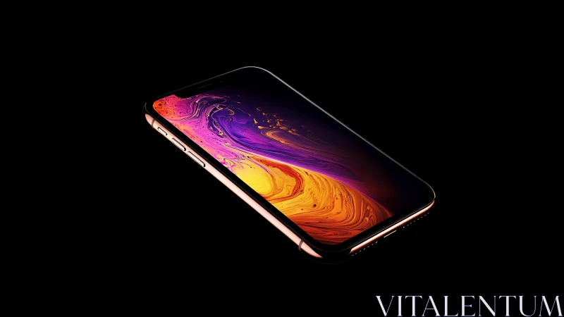 Sleek smartphone glowing with rich, swirling color art.