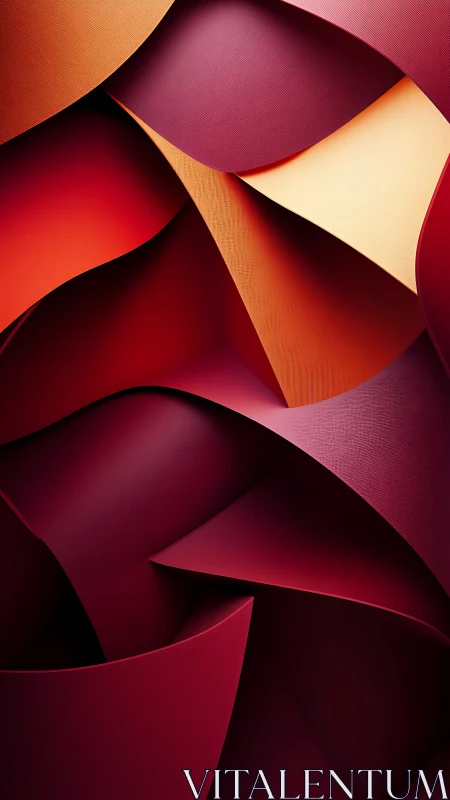 Parametric crimson paper folds with volumetric gradients.