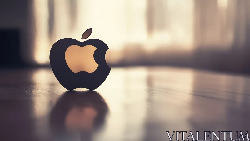 Apple Logo with Golden Interior on Modern Surface.