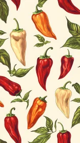 Pepper parade of fiery pods marching across cream skies.