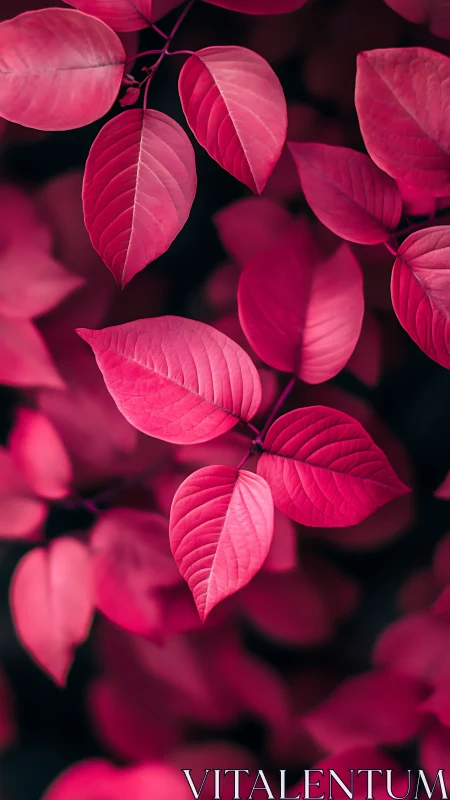 Vibrant magenta leaves in soft depth of field portrait.