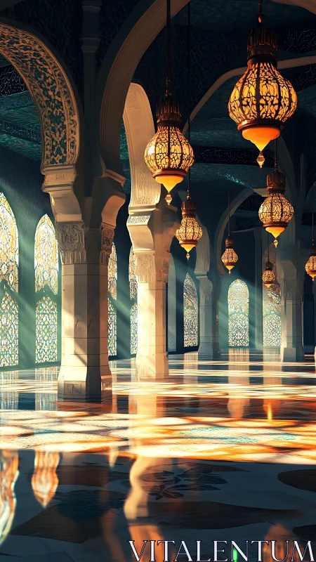 Lantern chorus in a sunlit marble Moorish arcade.