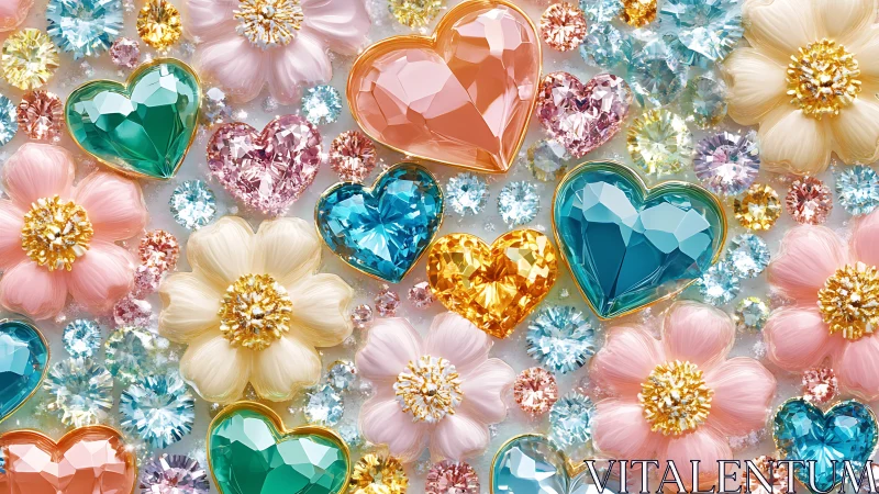 Candy-heart crystals bloom in pastel jewel garden dream.