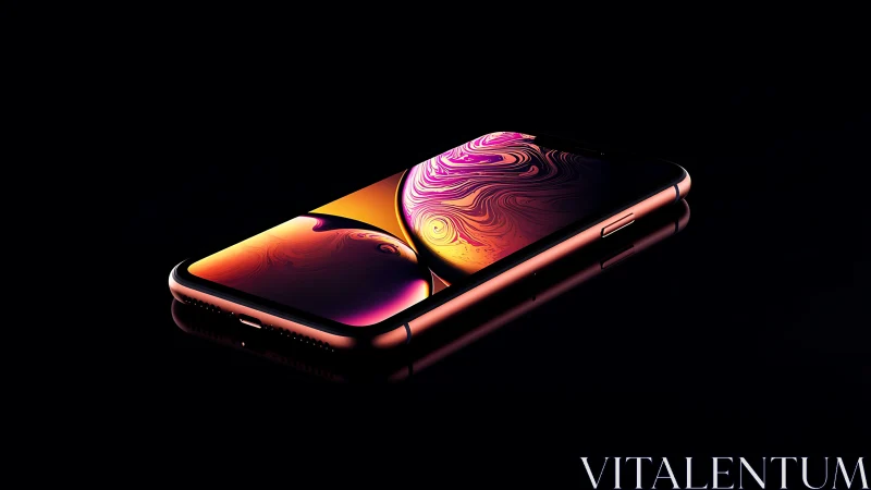 Dual smartphones with liquid holographic displays against black background