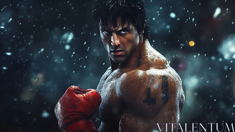 Warrior's Resolve Crystallizes in Snow and Crimson Determination