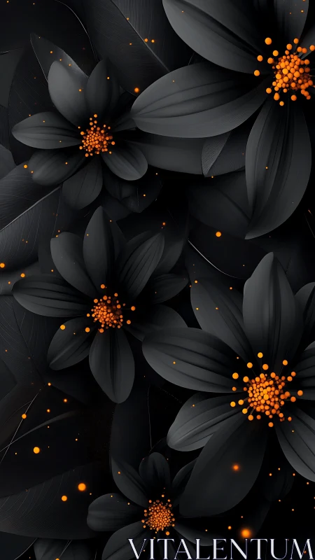 Black Petals with Luminous Orange Stamens.