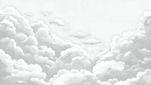 Layered grayscale cloud formations occupy the entire frame