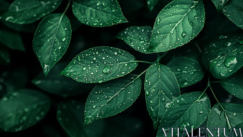 Rain-drenched green leaves in tight natural pattern.