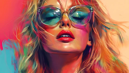 Chromatic close-up portrait in saturated digital brushwork.
