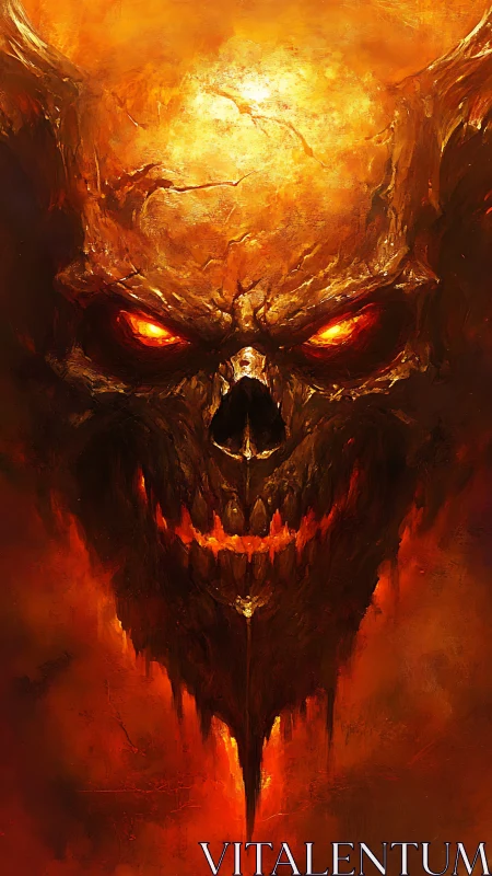 Ember crowned demon skull grinning through molten shadows.