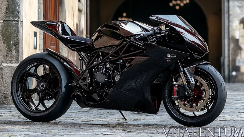 Sleek black superbike showcases aerodynamic carbon-fiber bodywork