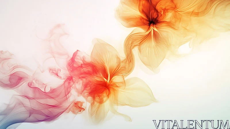 Luminous Floral Abstraction: Fluid Ink Digital Composition.