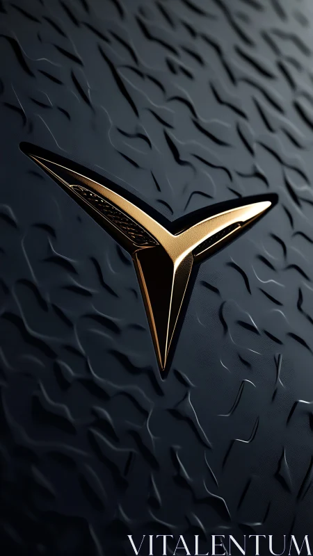 Sleek golden emblem glows softly on dark sculpted metal