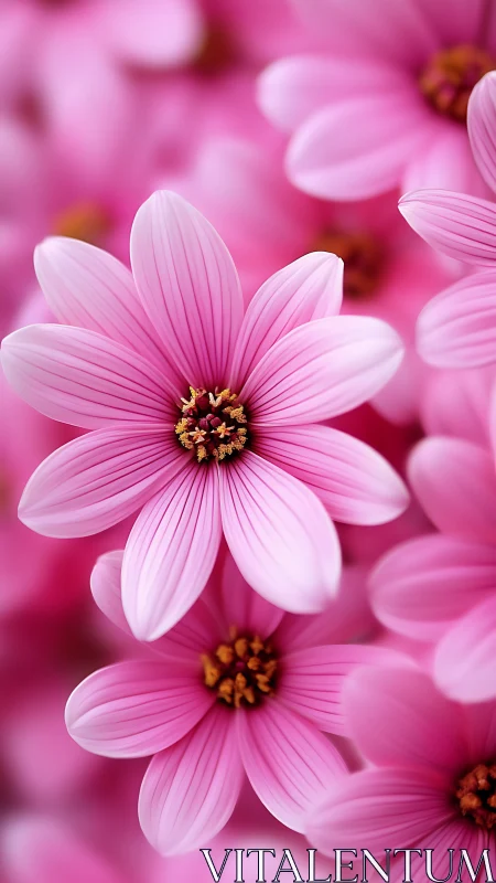 Pink Cosmos Flowers in Macro Focus.