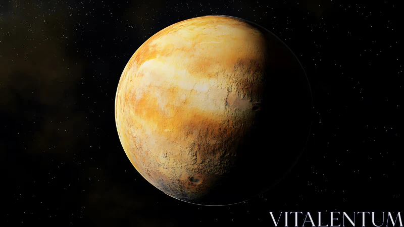 Lonely amber planet slowly pirouettes through velvet space