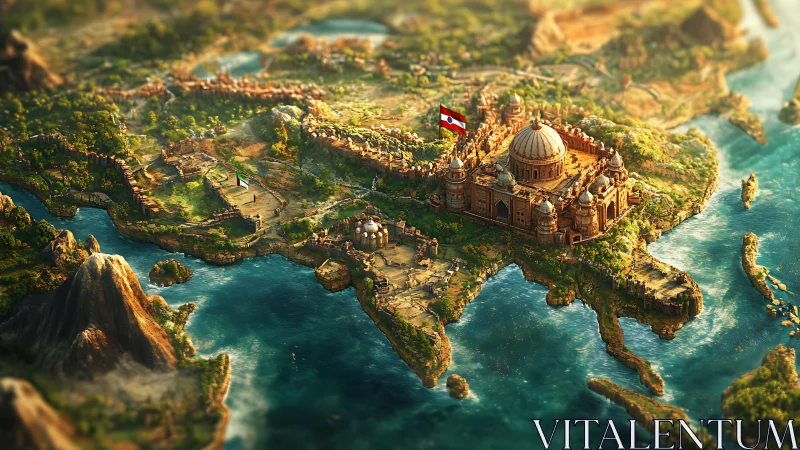 Fantasy coastal empire map with grand domed capital